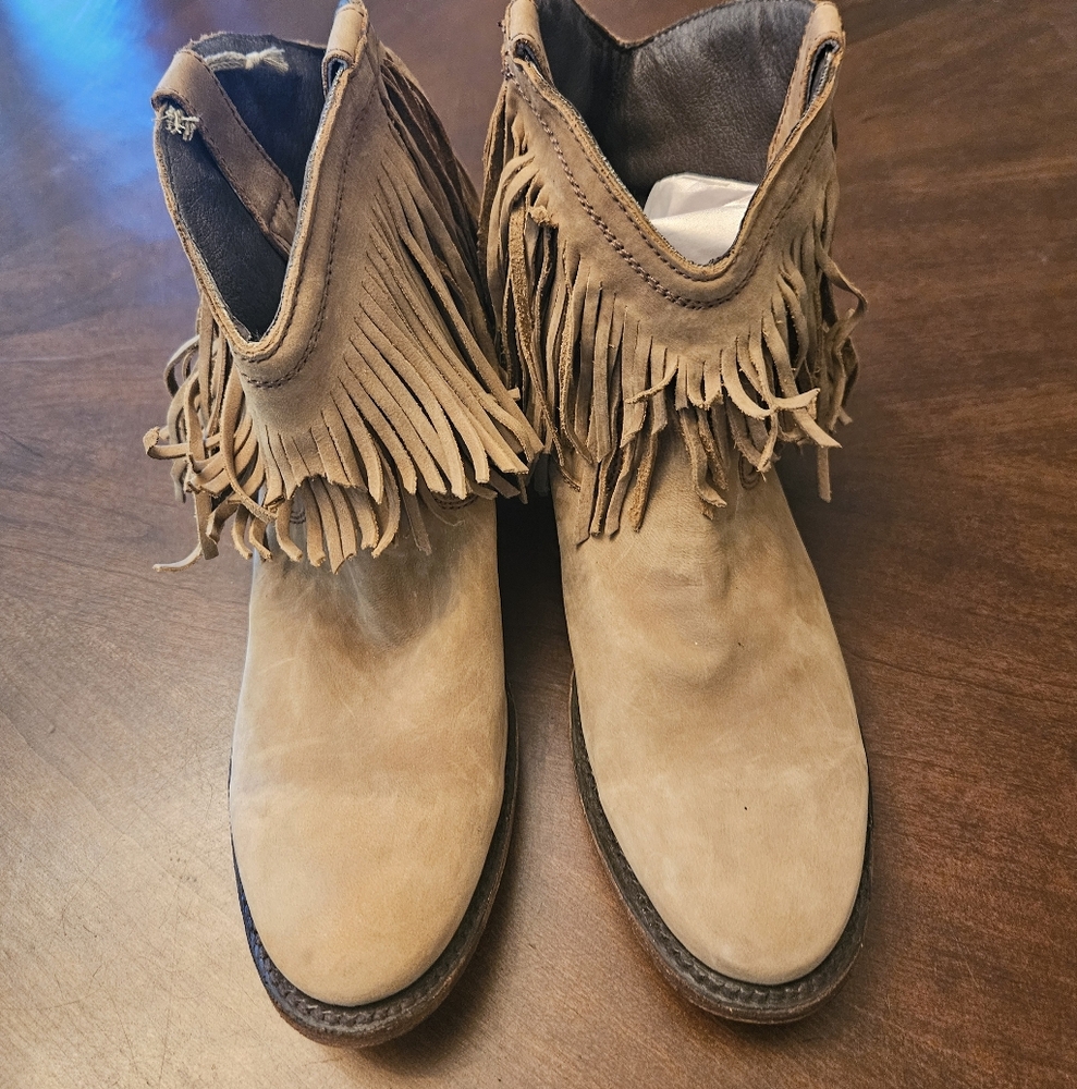 Lucky Brand Fringe Suede LeatherAnkle Boots Size 11